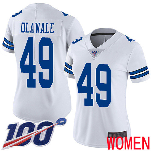 Women Dallas Cowboys Limited White Jamize Olawale Road 49 100th Season Vapor Untouchable NFL Jersey